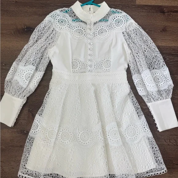 chinese dress ladies 1990s Jessica McClintock White Lace Column Dress  Lovers Bridal